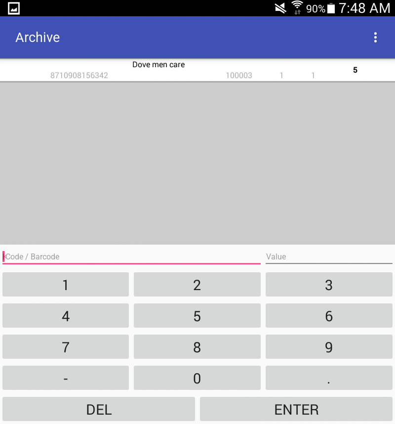 Archive on the device — every counted position, searchable and correctable on the spot.