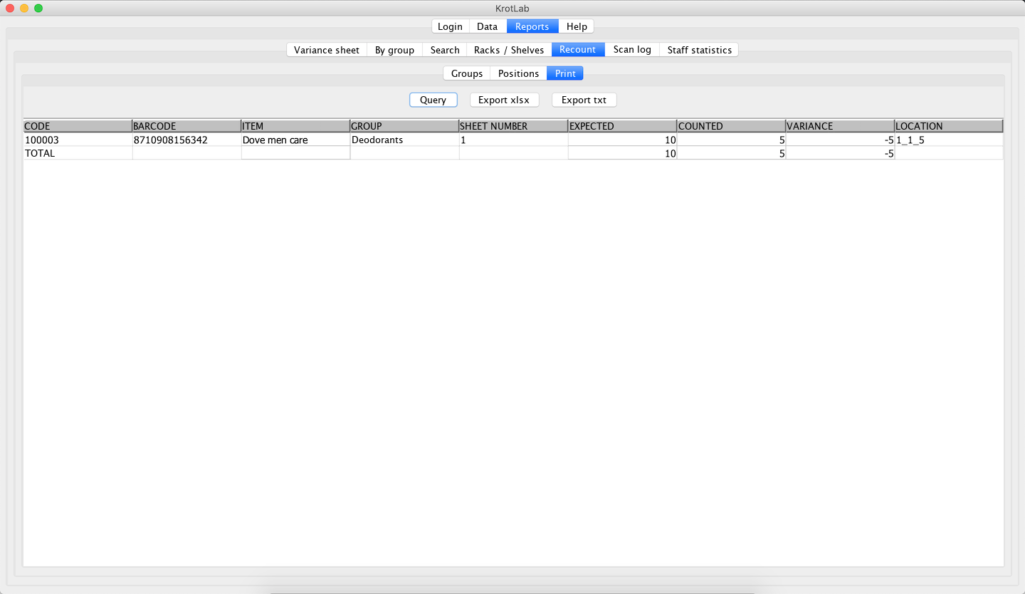 Recount, print view: the positions to check again, with the place to find them.